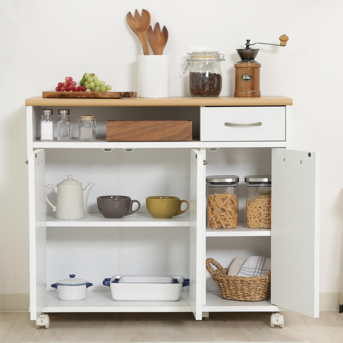 不二貿易（Fuji Boeki） キッチンカウンター 幅80cm 高さ70cm 北欧風