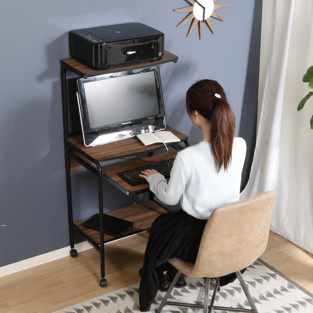 不二貿易（Fuji Boeki） パソコンデスク 収納付 シンプルPCデスク