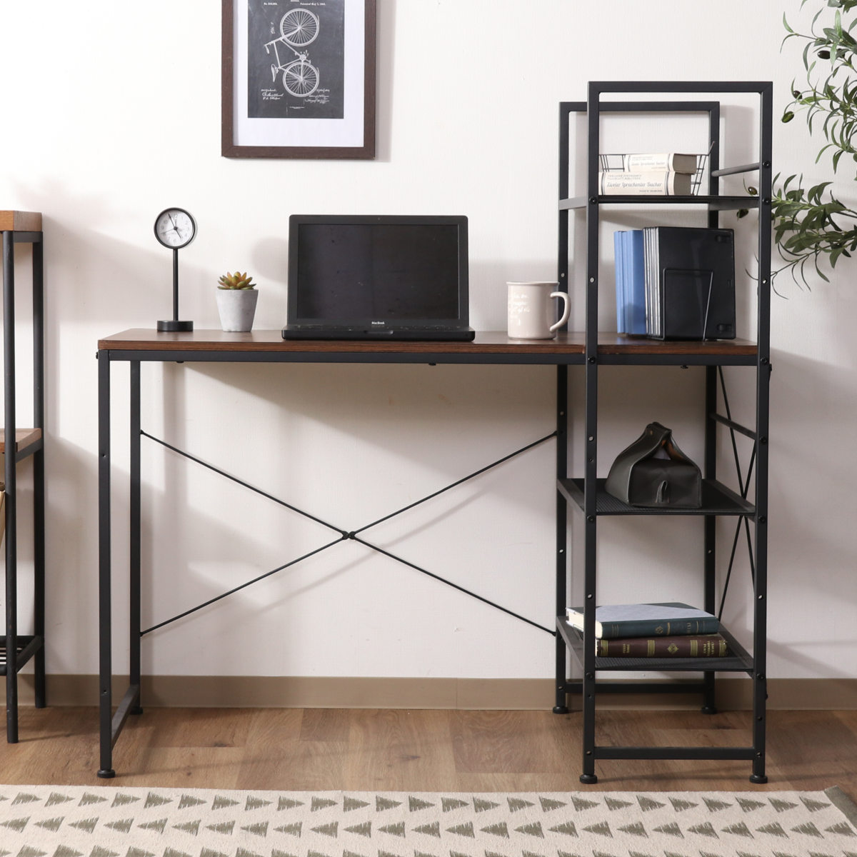 不二貿易（Fuji Boeki） ワークデスク ラック3段 幅110cm 左右組み換え