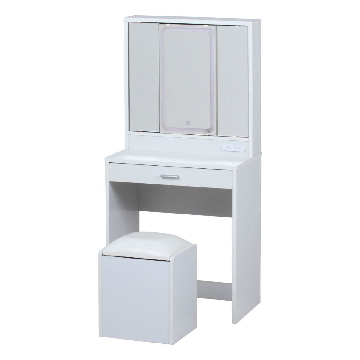 不二貿易（Fuji Boeki） ドレッサー 三面鏡 鏡台 収納 LEDライト付