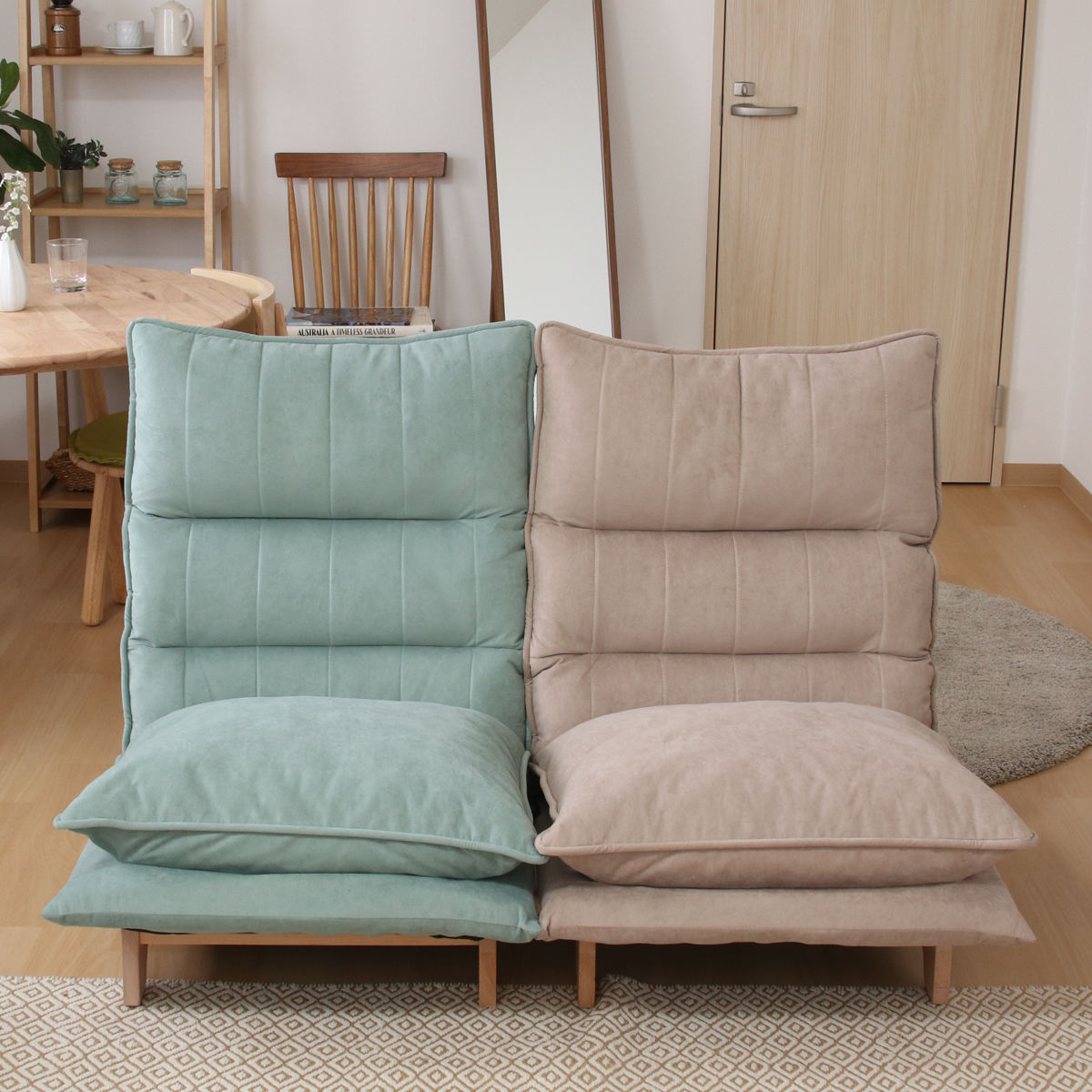 不二貿易（Fuji Boeki） フロアチェア 座面高29cm リクライニング 連結