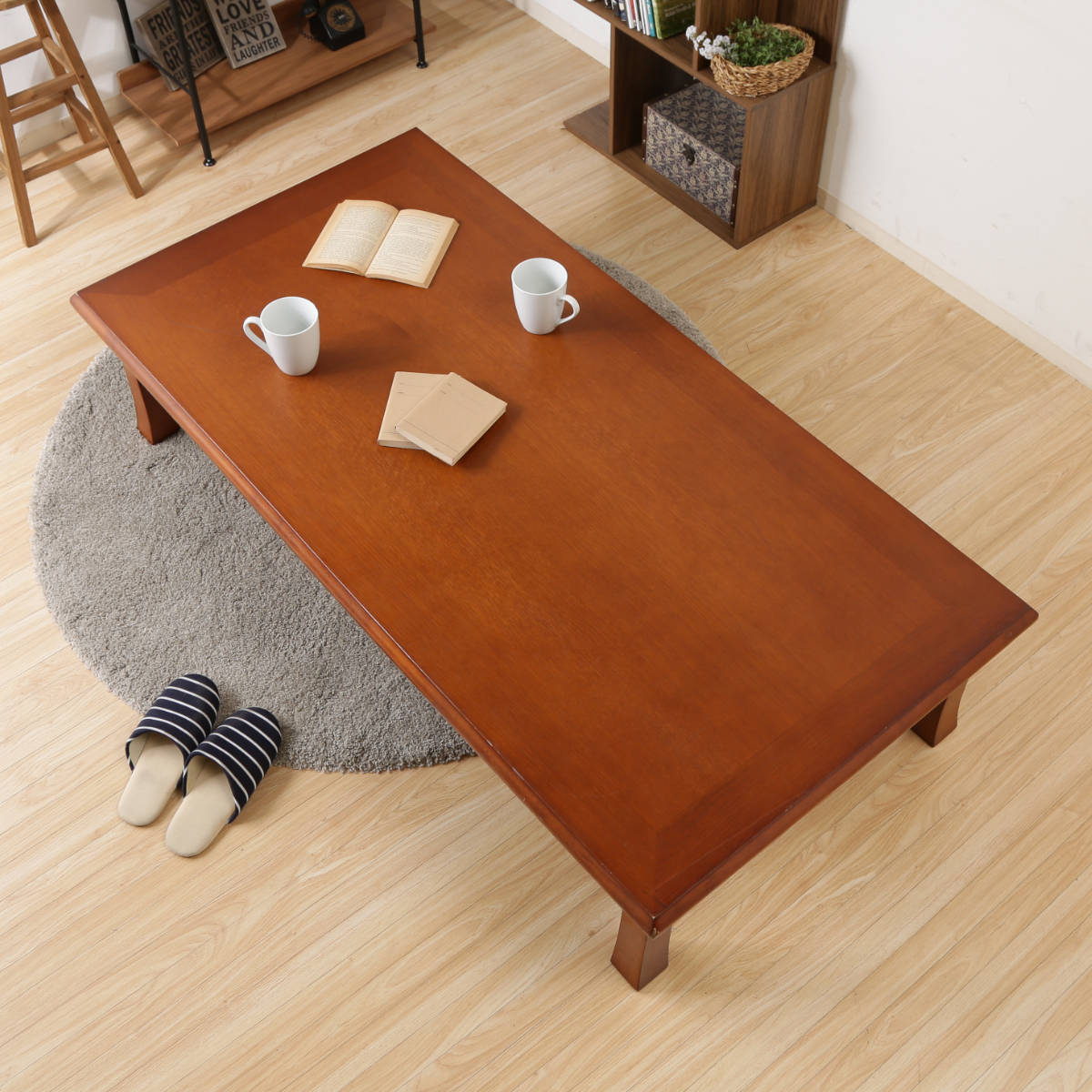 和座卓 6人掛け 食卓テーブル センターテーブル 150×75cm ローテーブル 不二貿易 ローテーブル 幅150×奥行75×高さ34cm 折脚和風座卓