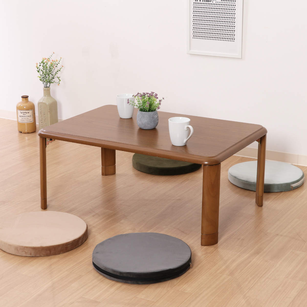 軽量継脚 折りたたみ座卓 ローテーブル 90×60cm 不二貿易（Fuji Boeki） ローテーブル 幅90×奥行60×高さ33・38cm 軽量