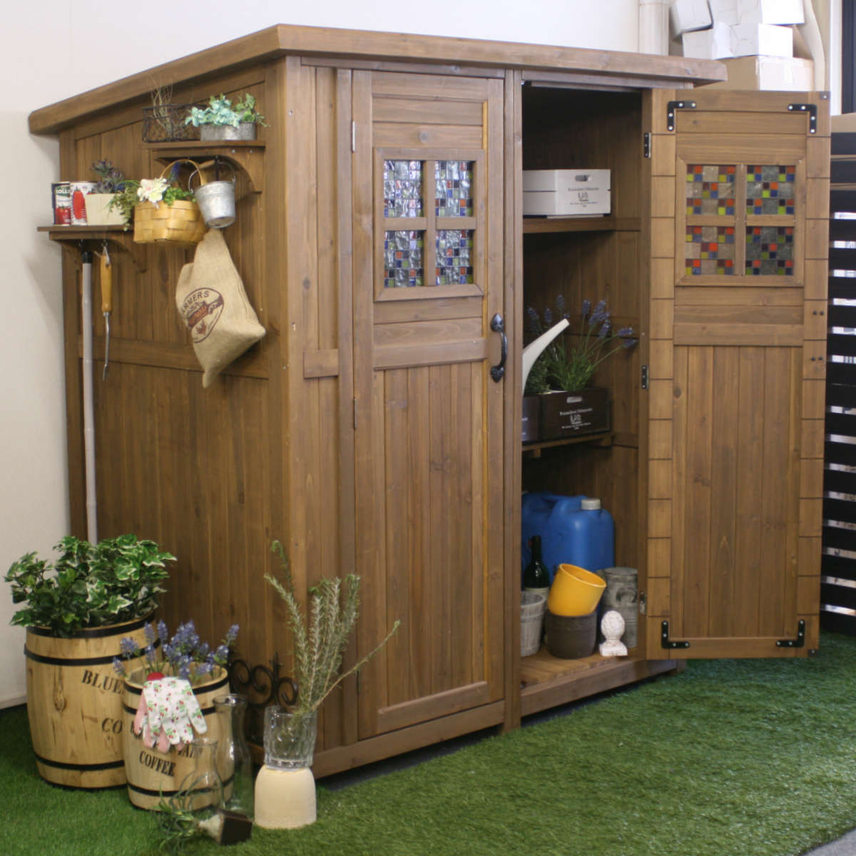 物置 カントリー小屋 大型 木製 倉庫 （ 屋外 屋外物置 約 幅 156 cm 