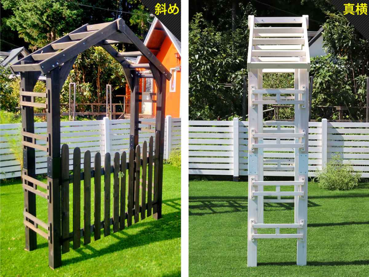 ゲート アーチ 三角屋根 セット ガーデンアーチ （ 両開きゲート