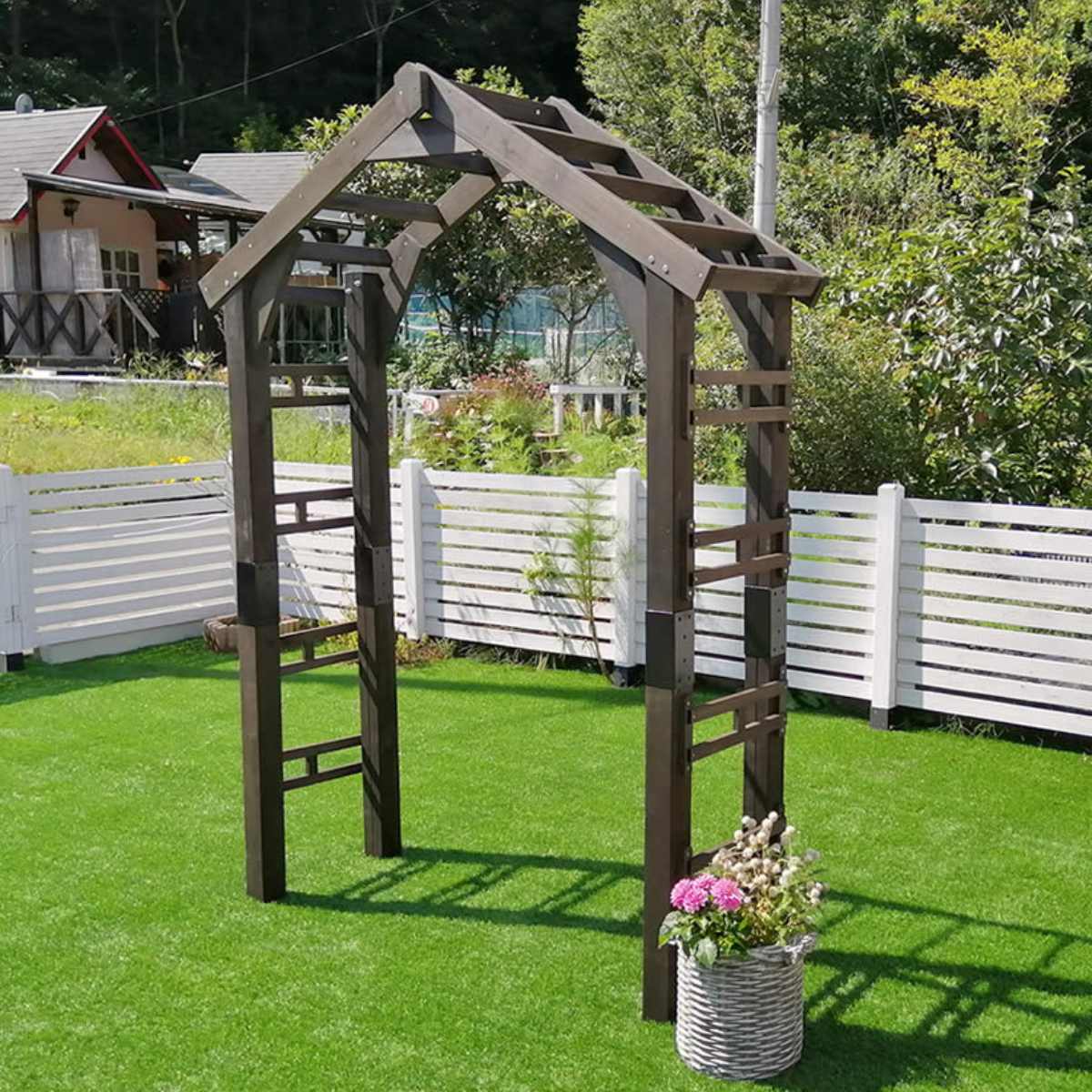 アーチ 三角屋根用 単品 ガーデンアーチ （ 両開きゲート ガーデン