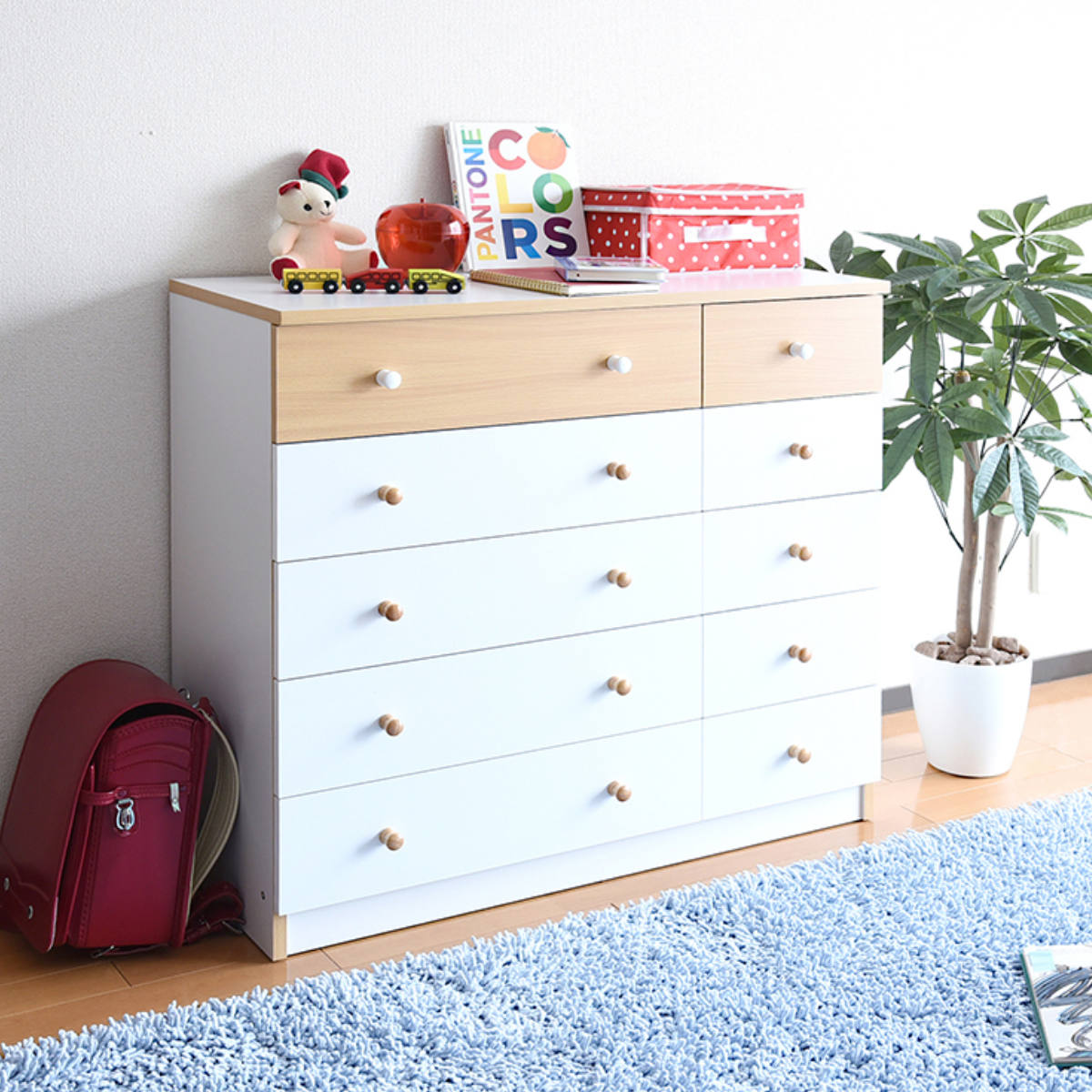 JK-PLAN（ジェイケイ・プラン） チェスト 幅90cm 5段 カラフル シック