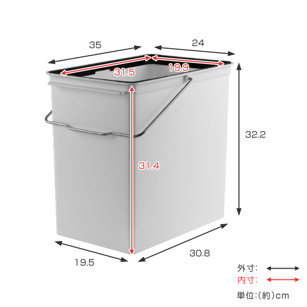 ゴミ箱 17L カスタムペール 本体のみ 浅型...の詳細画像2