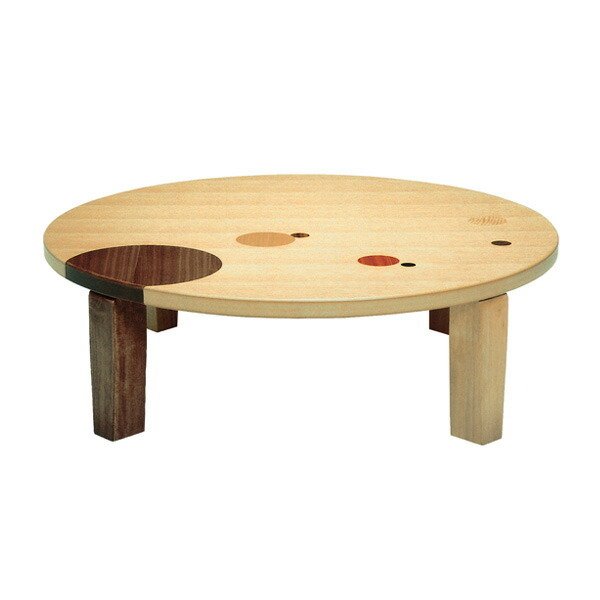 座卓 折れ脚 ローテーブル 木製 アース丸 直径105cm （ 折りたたみ
