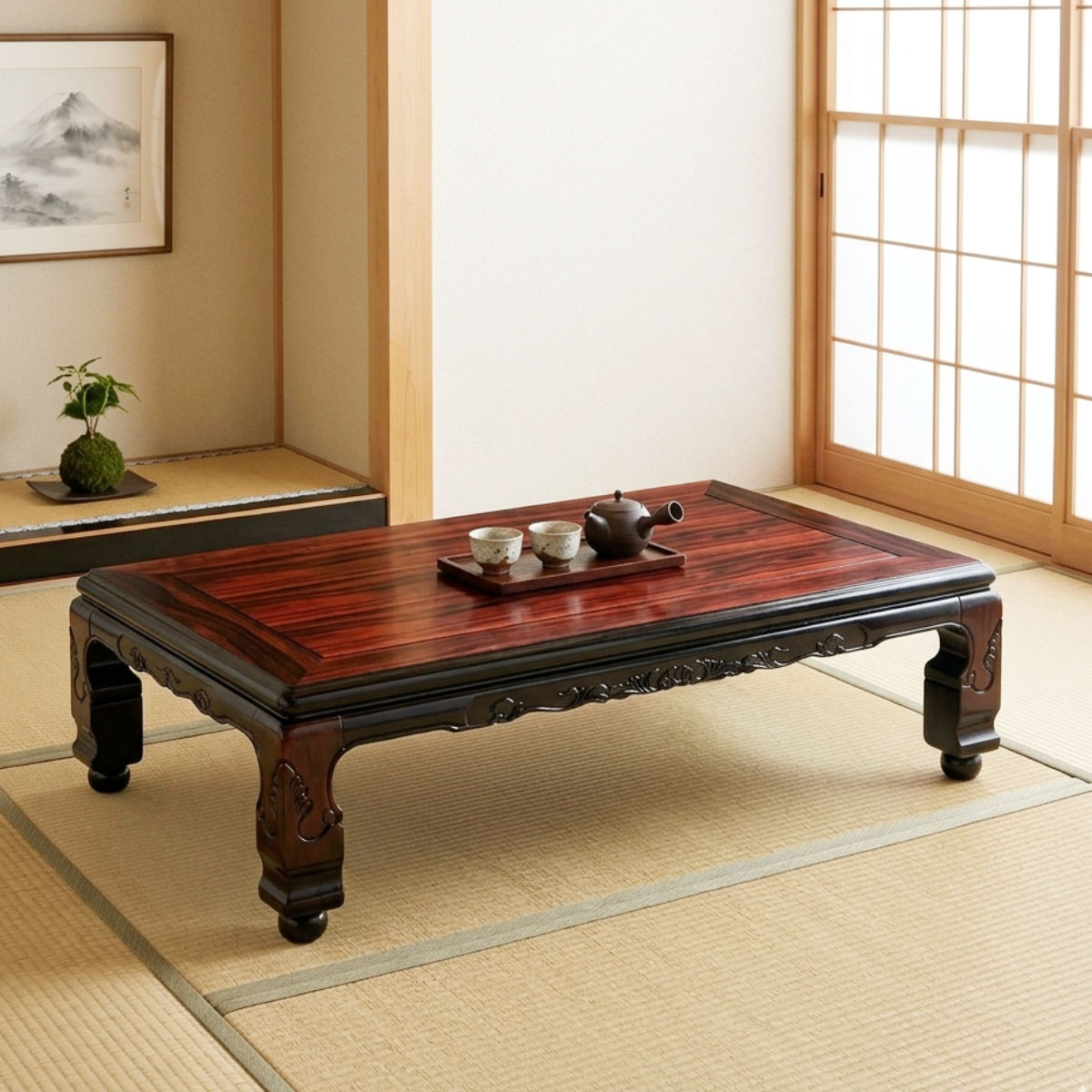 座卓 幅120cm 継脚付き 家具調こたつ 大津 木製 日本製 （ こたつ