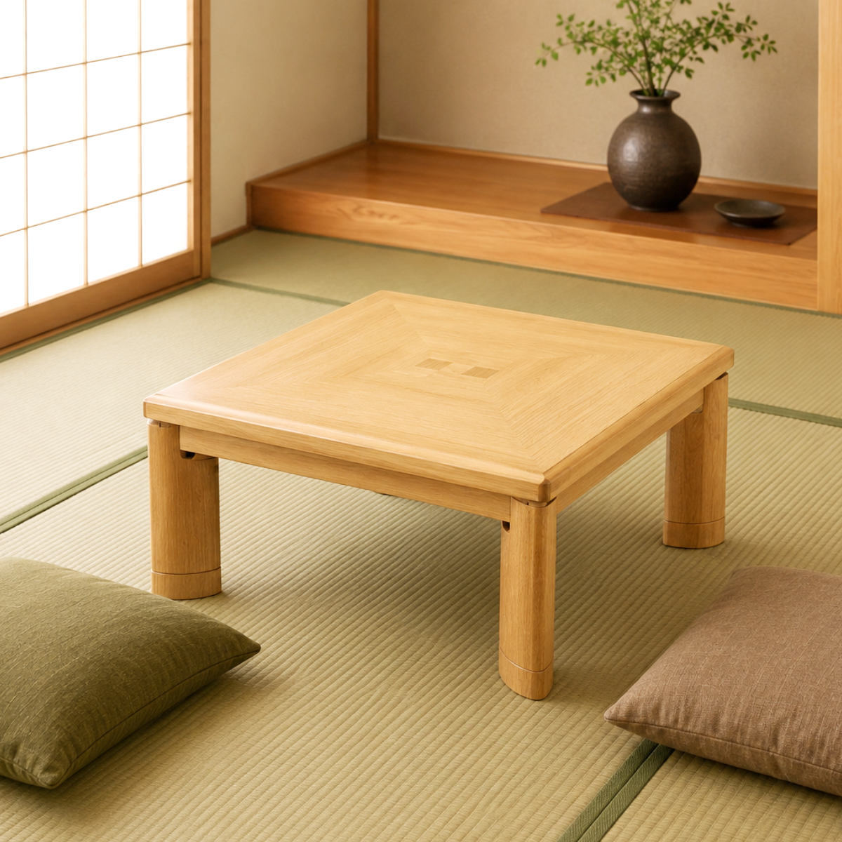 座卓 幅80cm 正方形 継ぎ脚付き サクセス 家具調こたつ 日本製