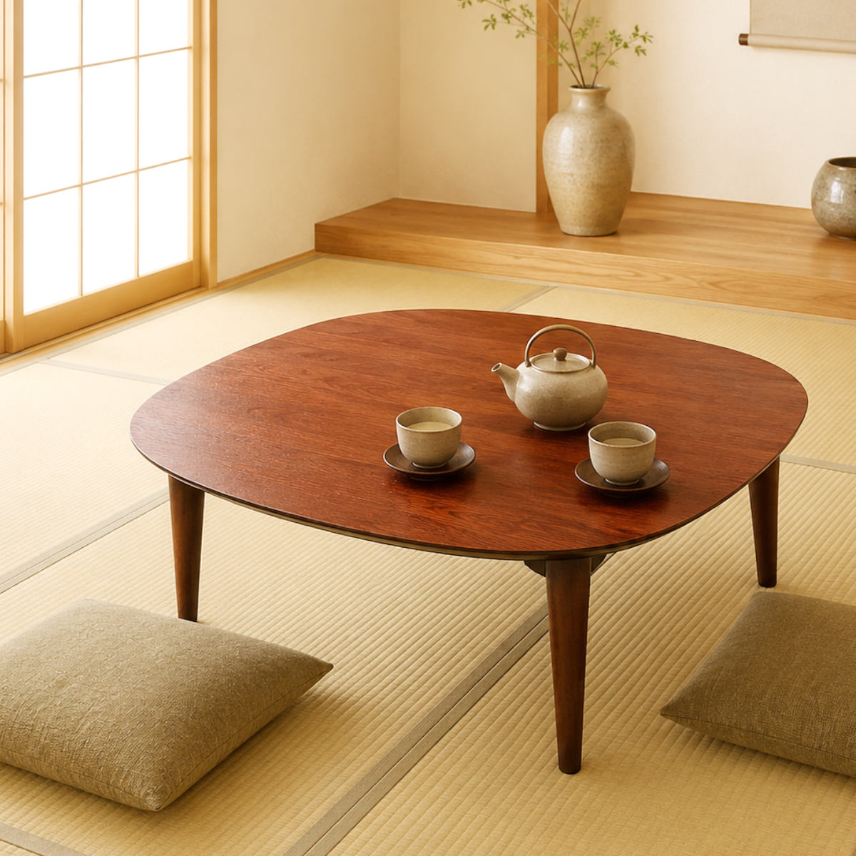 座卓 幅90cm 角丸 オーガ 家具調こたつ 日本製 （ こたつ コタツ 炬燵