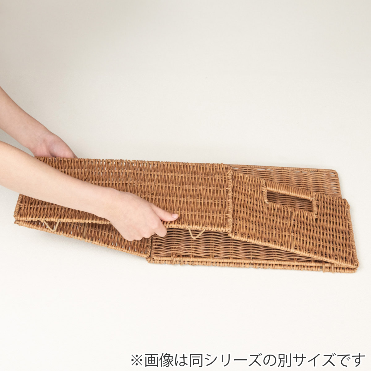 収納ボックス ペイル フェイク 柳 折り畳みバスケット L （ 洗える