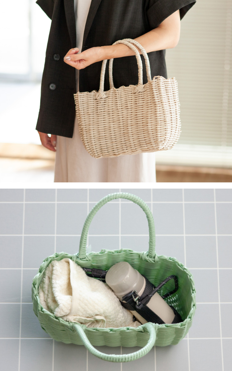 バスケット ジョルジア かごバッグ 持ち手 （ 洗える カゴ 収納 バッグ