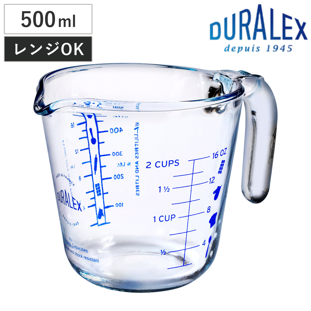 DURALEX デュラレックス メジャーカップ 500ml 耐熱ガラス 電子