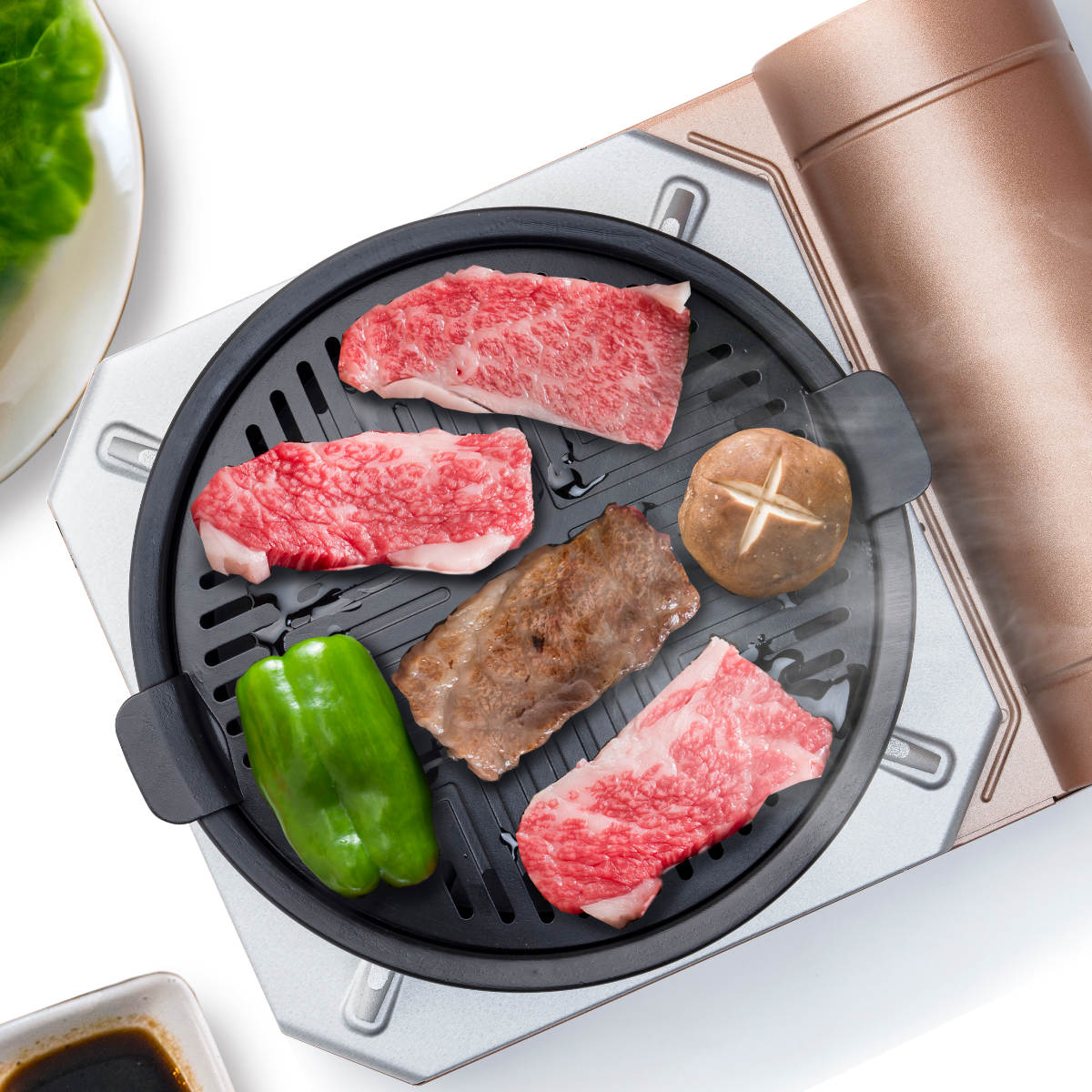 ヘルシー焼肉グリル 丸形 ガス火専用 コンパクト （ 直火専用