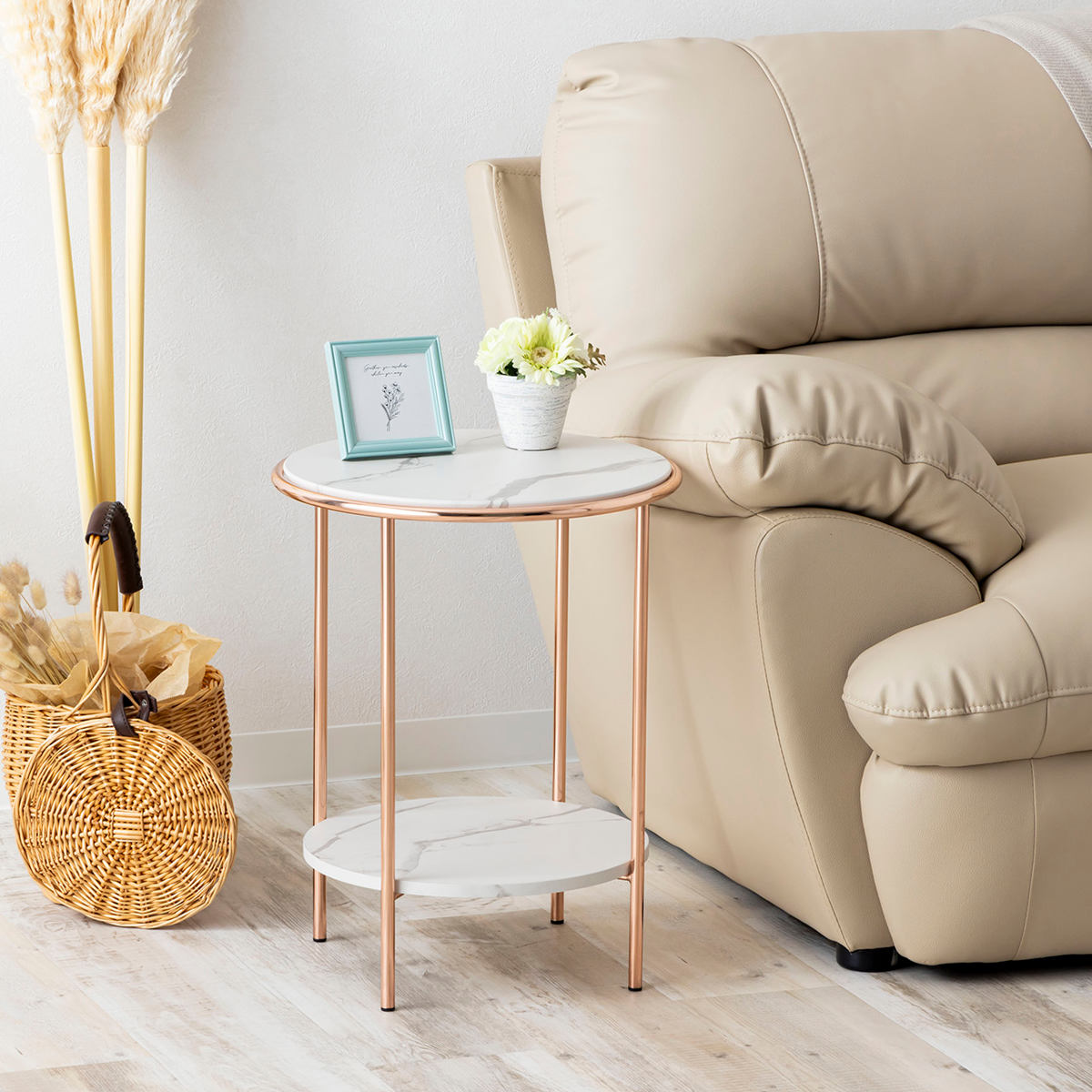 サイドテーブル 円型 直径38cm 高さ48cm （ ナイトテーブル ミニ