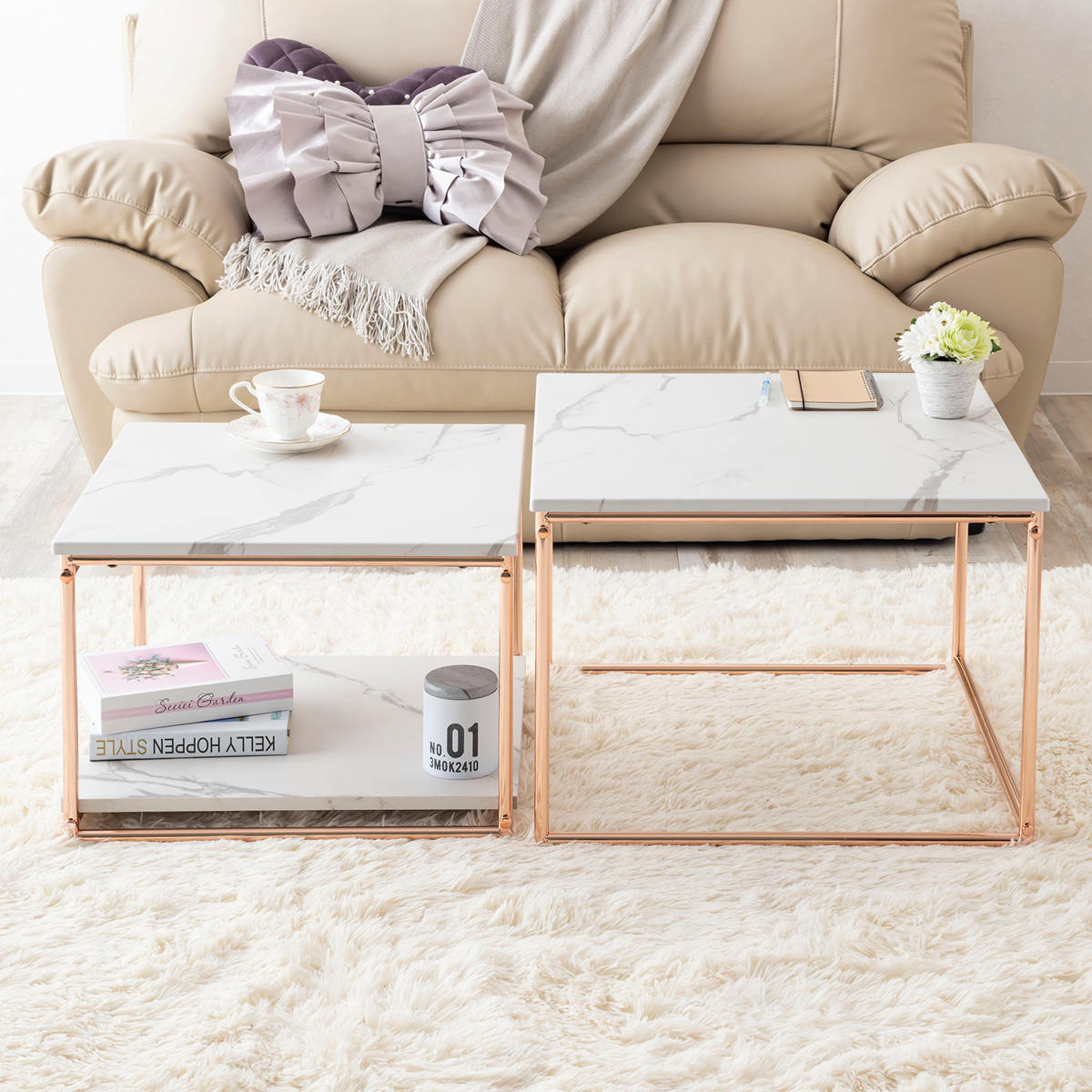 センターテーブル ネストテーブル 幅55cm 幅49cm （ ローテーブル