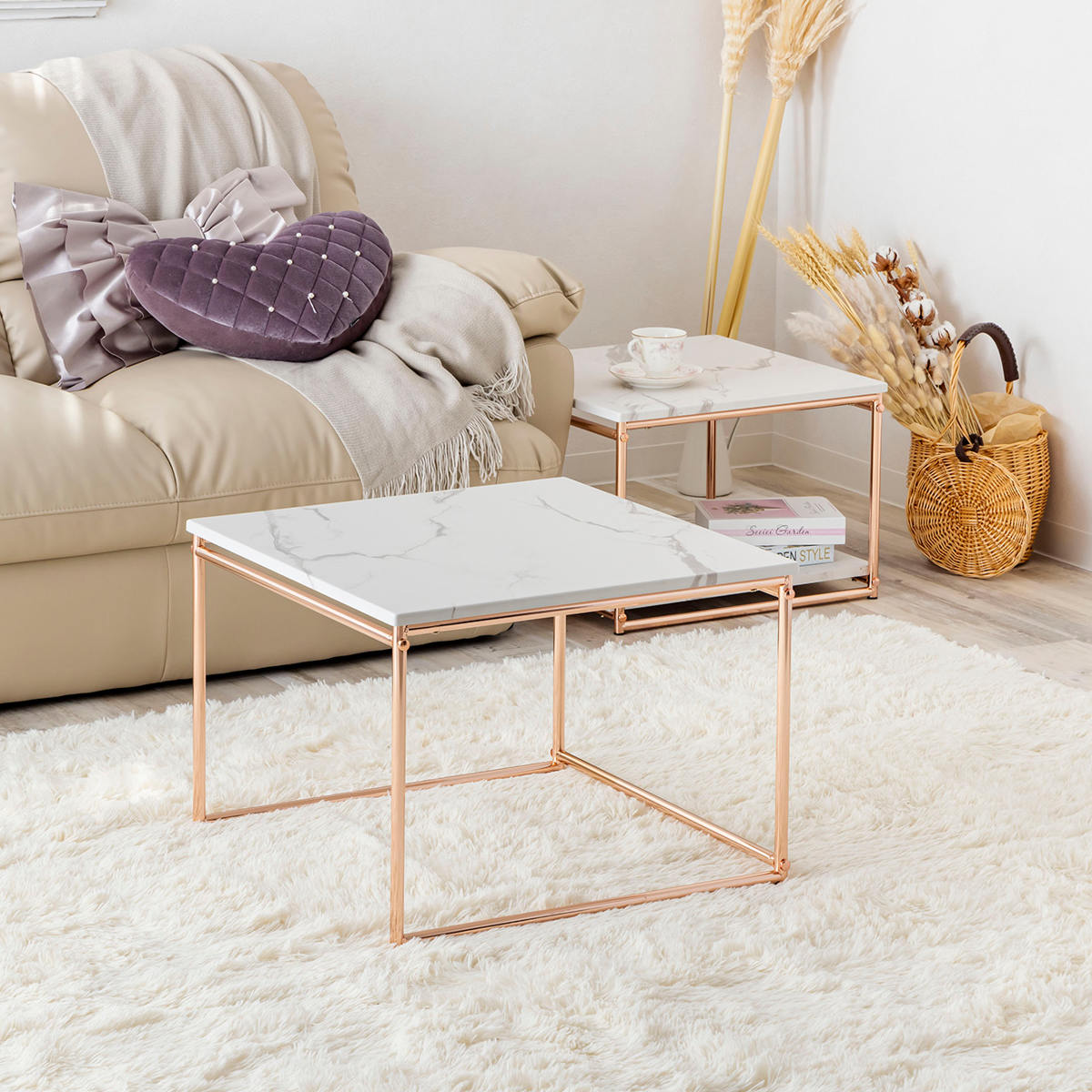 センターテーブル ネストテーブル 幅55cm 幅49cm （ ローテーブル