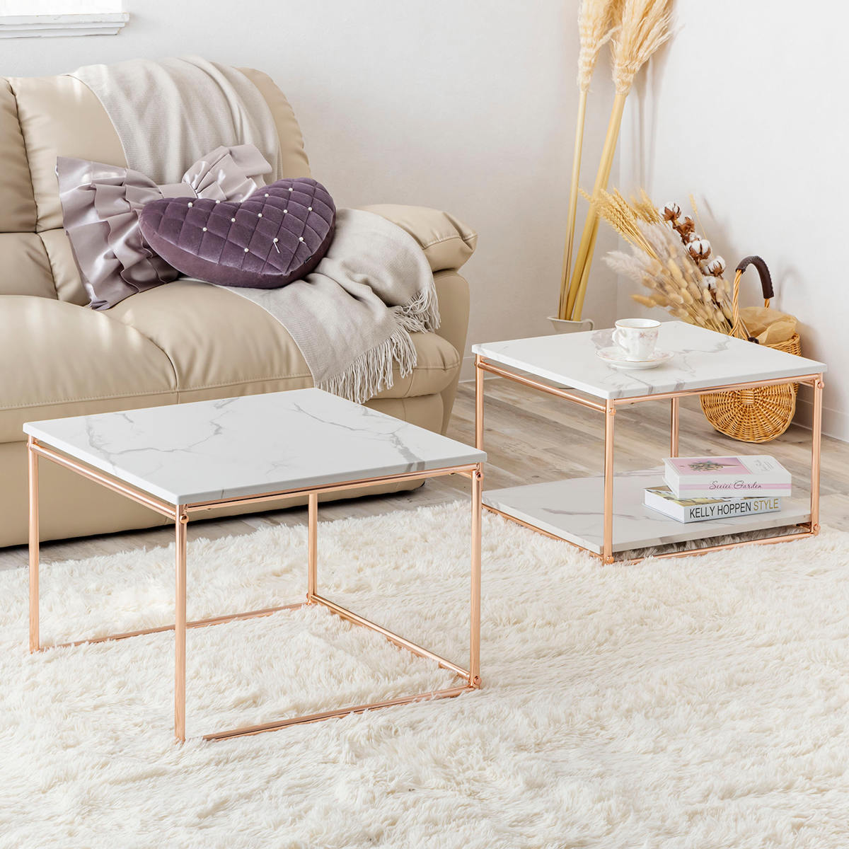 センターテーブル ネストテーブル 幅55cm 幅49cm （ ローテーブル