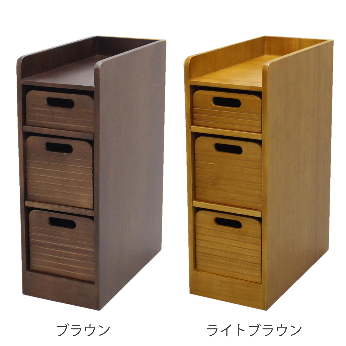 木製～スリムワゴン～収納トレー付 ４段 キャスター付 ダークブラウン OSMAC トレイワゴン 幅20cm 3段 天然木 桐製 完成品 キャスター付