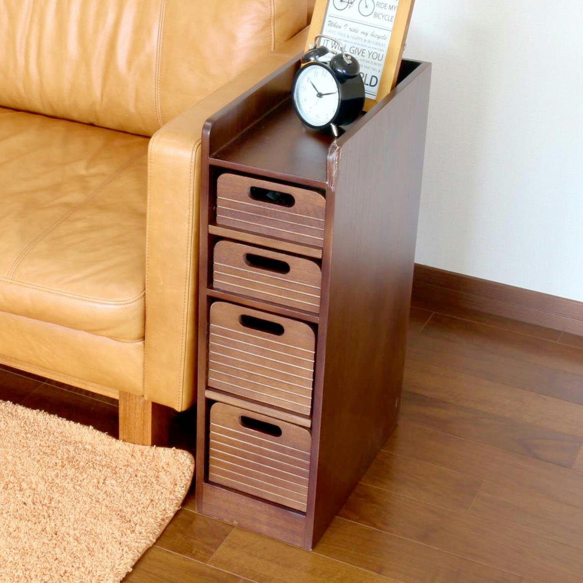 OSMAC トレイワゴン 幅20cm 4段 天然木 桐製 完成品 キャスター付