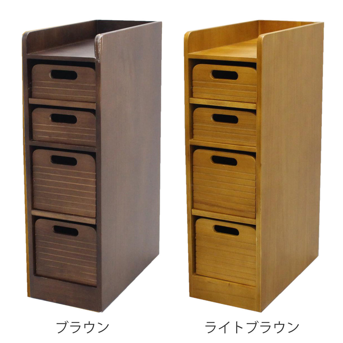 OSMAC トレイワゴン 幅20cm 4段 天然木 桐製 完成品 キャスター付