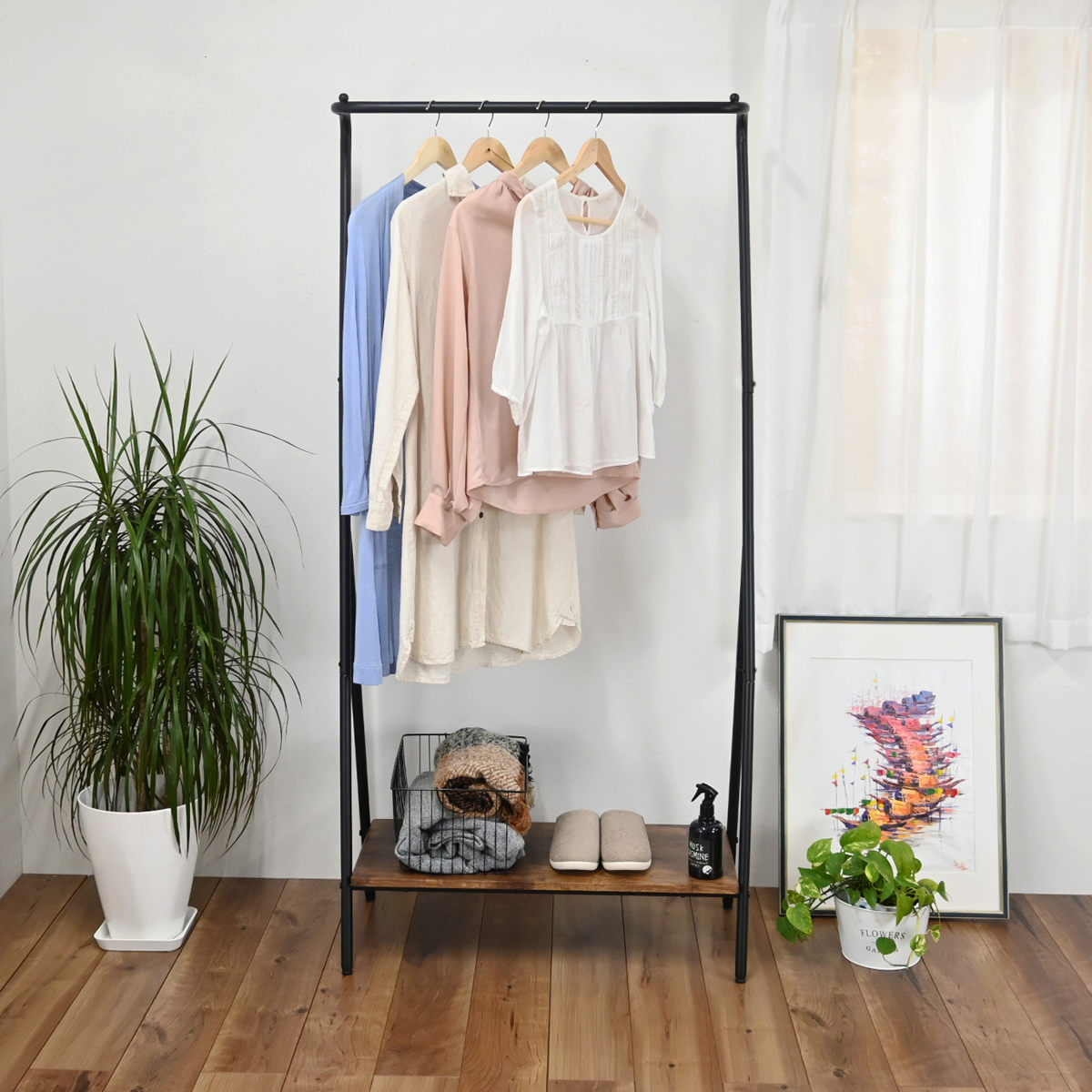 フクダクラフト ハンガーラック Z型 スチールフレーム 幅79cm