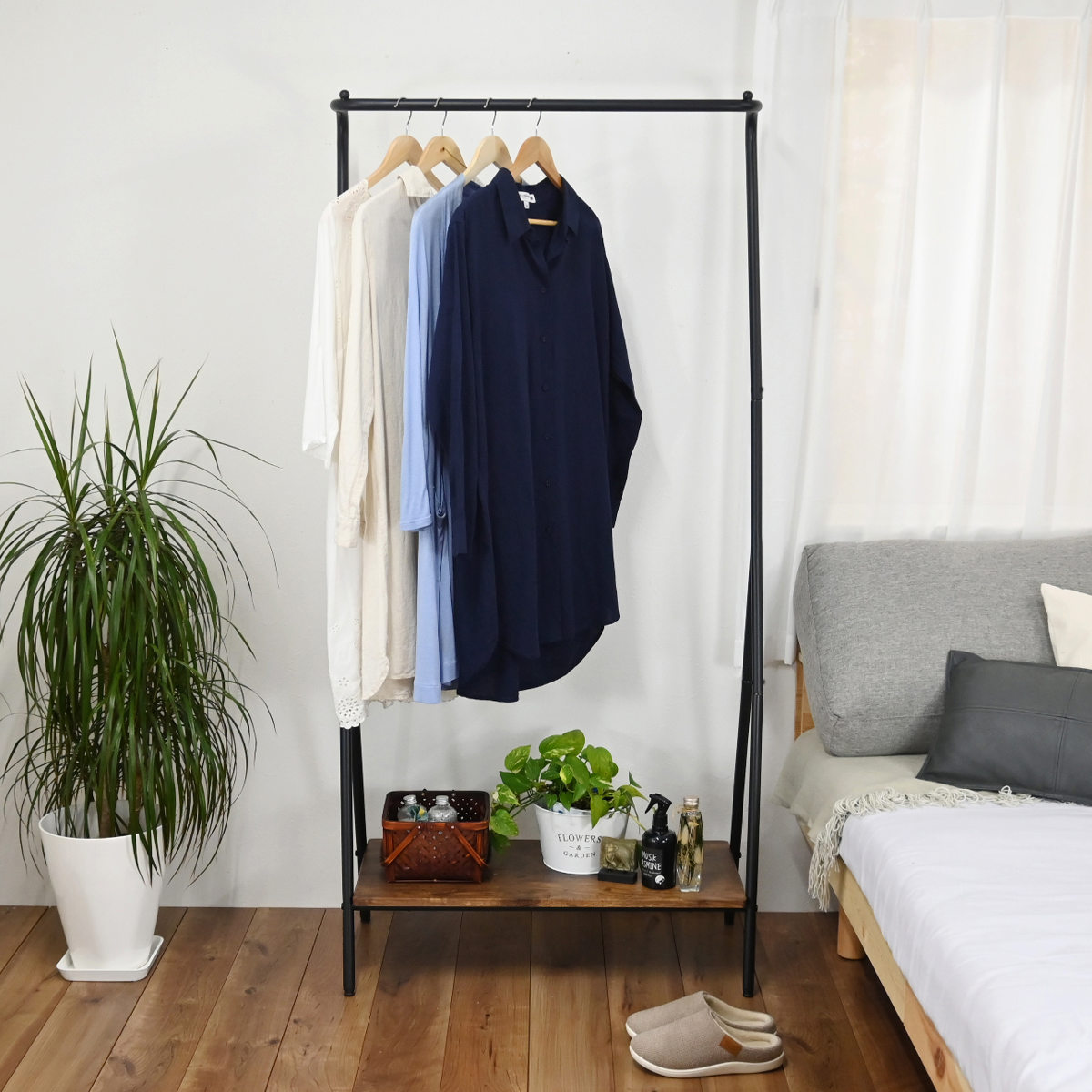 フクダクラフト ハンガーラック Z型 スチールフレーム 幅79cm