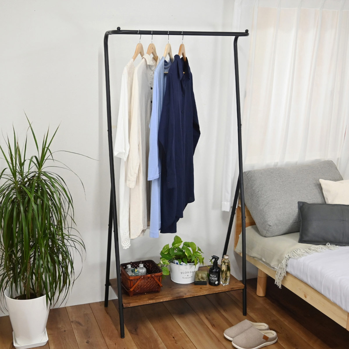 フクダクラフト ハンガーラック Z型 スチールフレーム 幅79cm