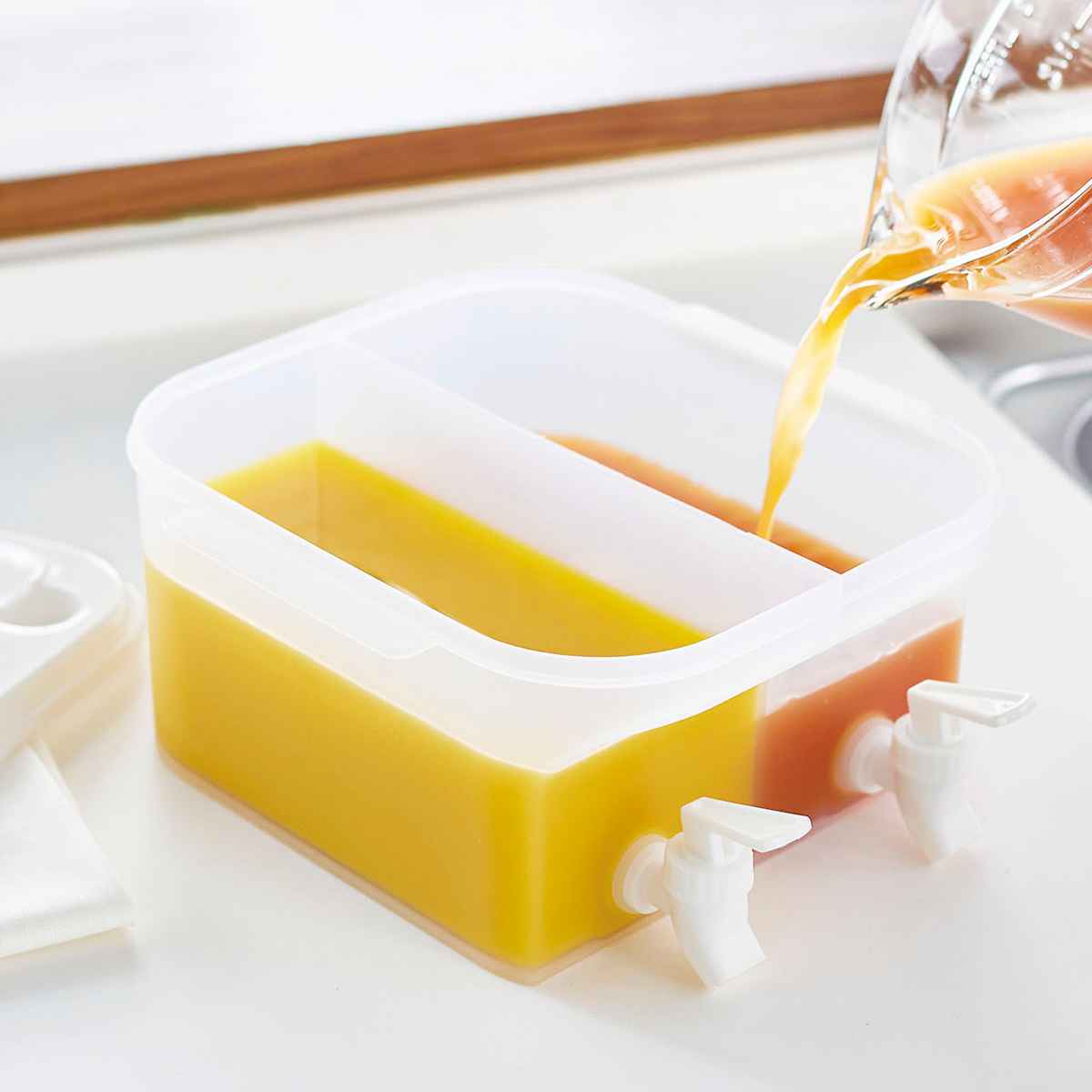 ドリンクサーバー 2口タイプ 4L ソソギーナ プラスチック （ 冷蔵庫