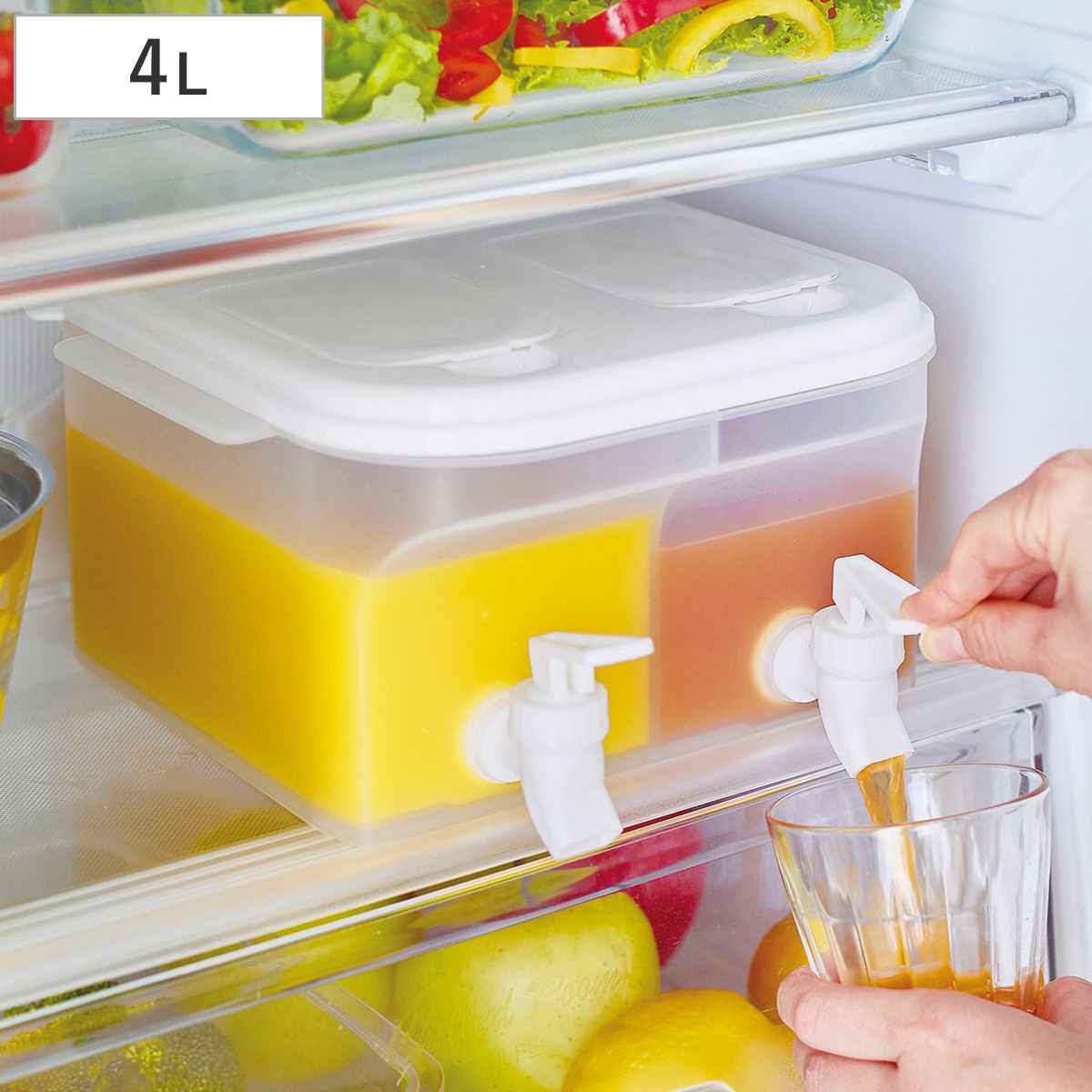 ドリンクサーバー 2口タイプ 4L ソソギーナ プラスチック （ 冷蔵庫
