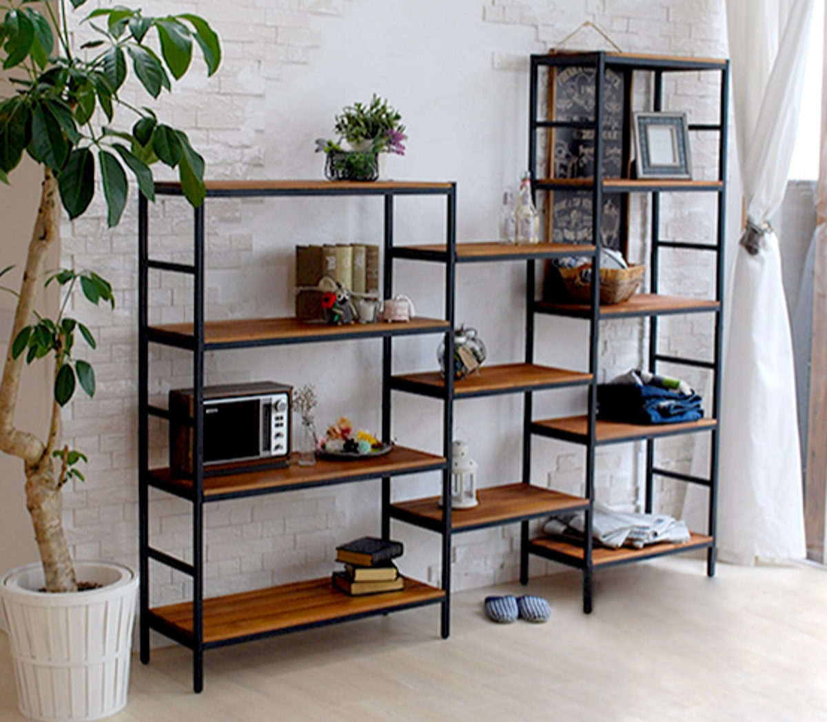 スチールラック 5段 60.5×32.5cm 天然木 BRICK （ ラック シェルフ 棚