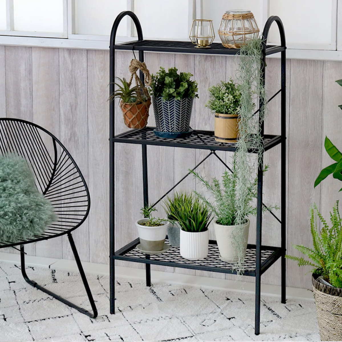 3段スチールラック グレー 【屋外用にお勧め】 オープンスチールラック 3段 メッシュ 撥水 ガーデン （ オープン