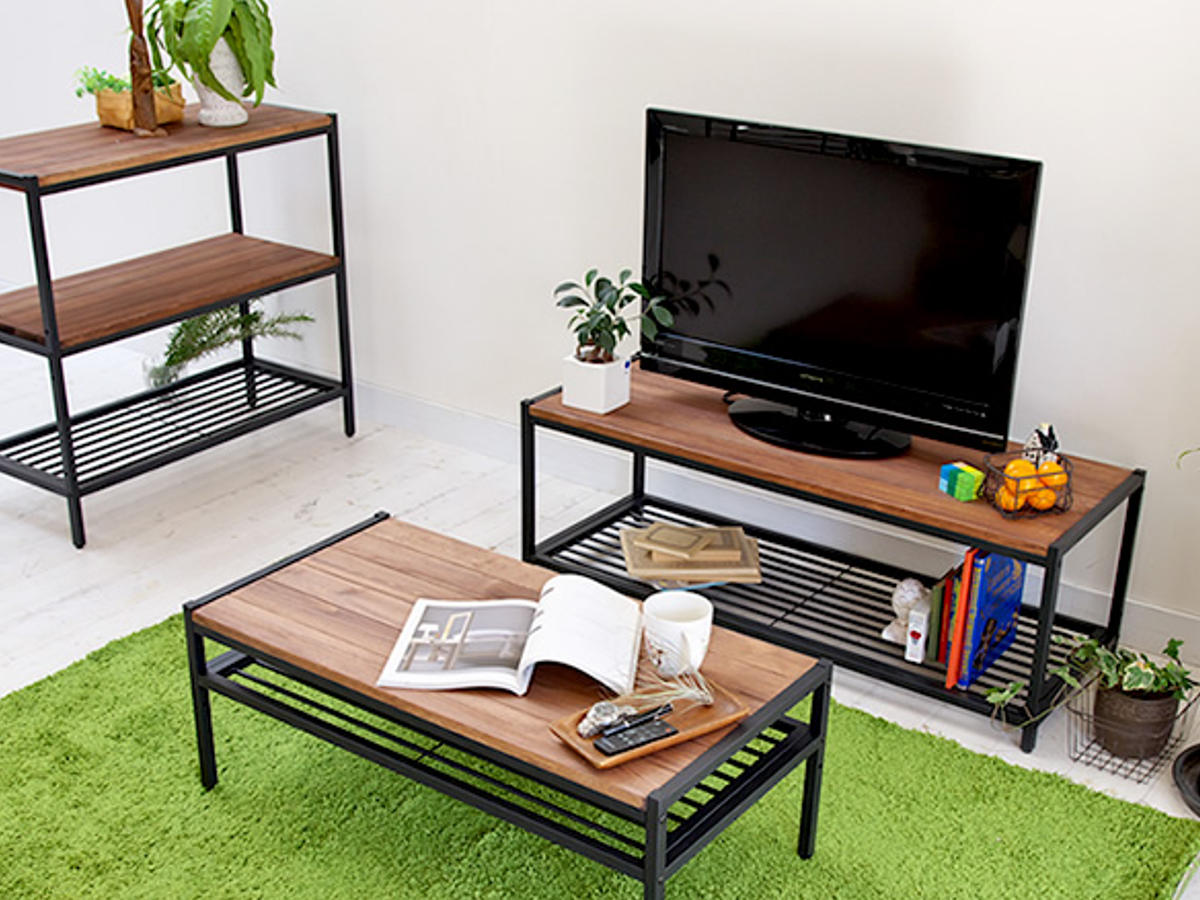 ローラック テレビ台 113x42cm 天然木 BRICK （ ローボード TV台
