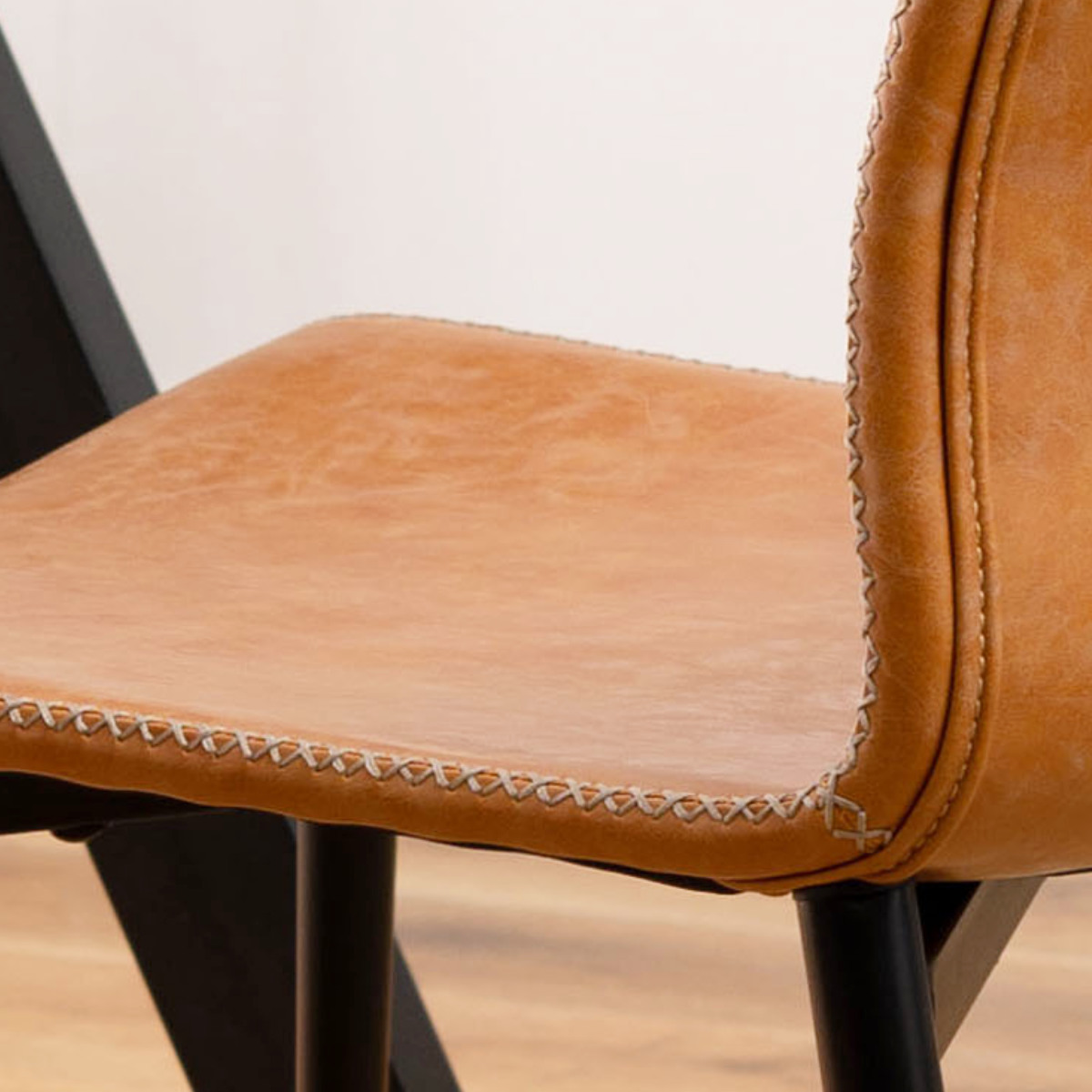 ダイニングチェア 同色2脚セット 座面高45cm ヴィンテージ風 （ レザー