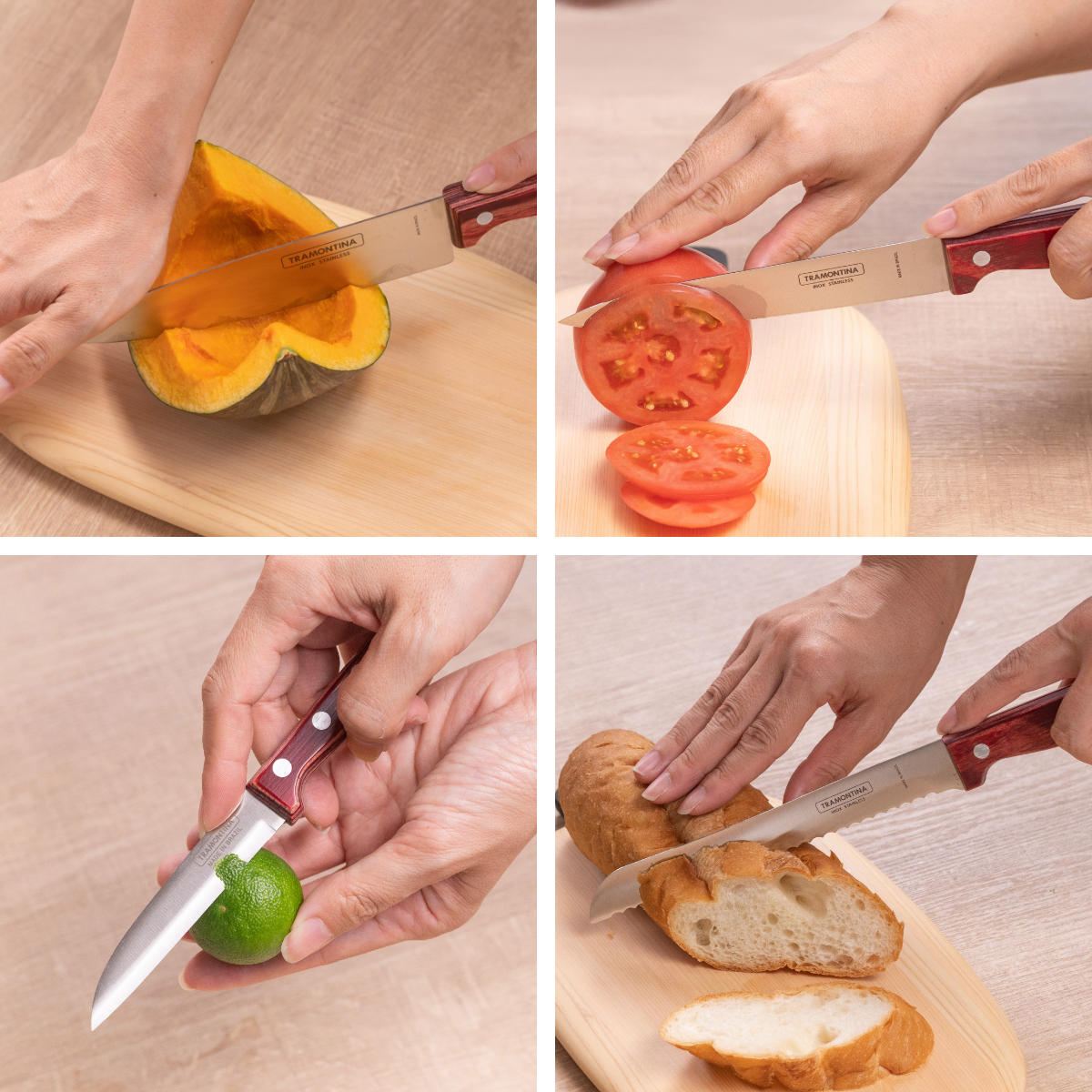 TRAMONTINA（トラモンティーナ） 包丁 4点セット ポリウッド 食洗機