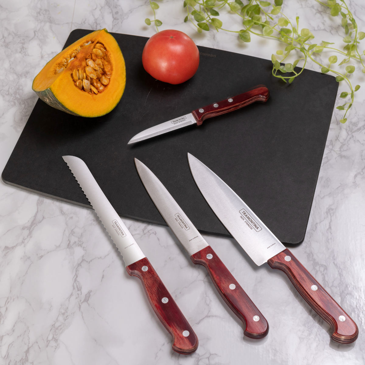 TRAMONTINA（トラモンティーナ） 包丁 4点セット ポリウッド 食洗機