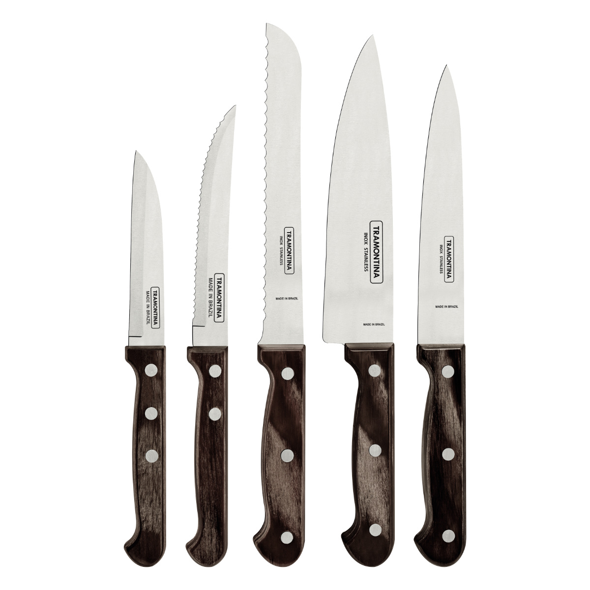 TRAMONTINA（トラモンティーナ） 包丁 5点セット 木製ストッカー付き