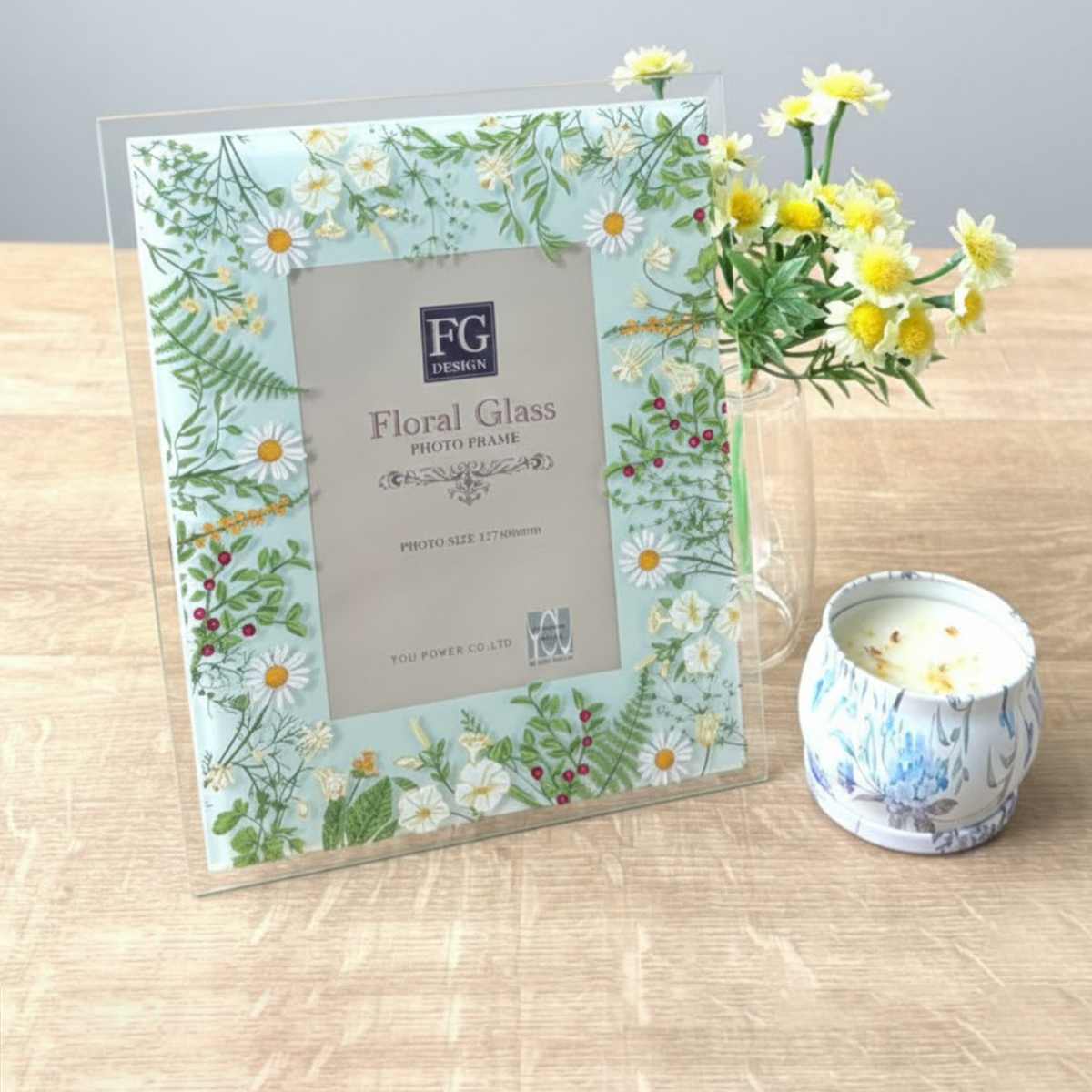 フォトフレーム FGデザイン L判 花 複数種 ガラス （ フォトスタンド