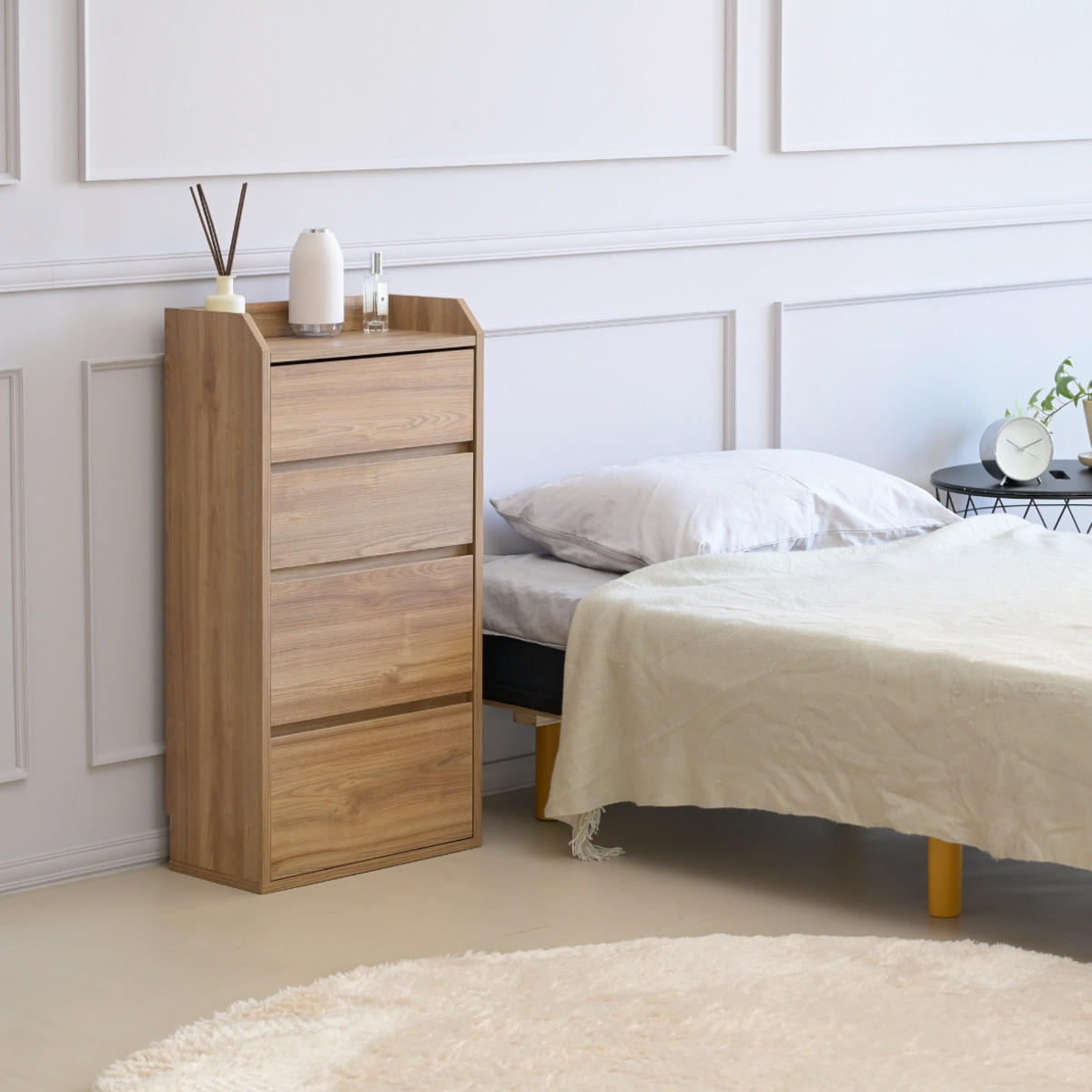 カウンター下収納 幅40cm チェスト 4段 薄型 （ カウンター下