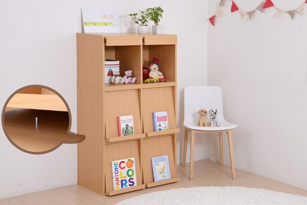 収納ボックス 木製 フラップ扉 スタッキングボックス 2列3段 幅72cm