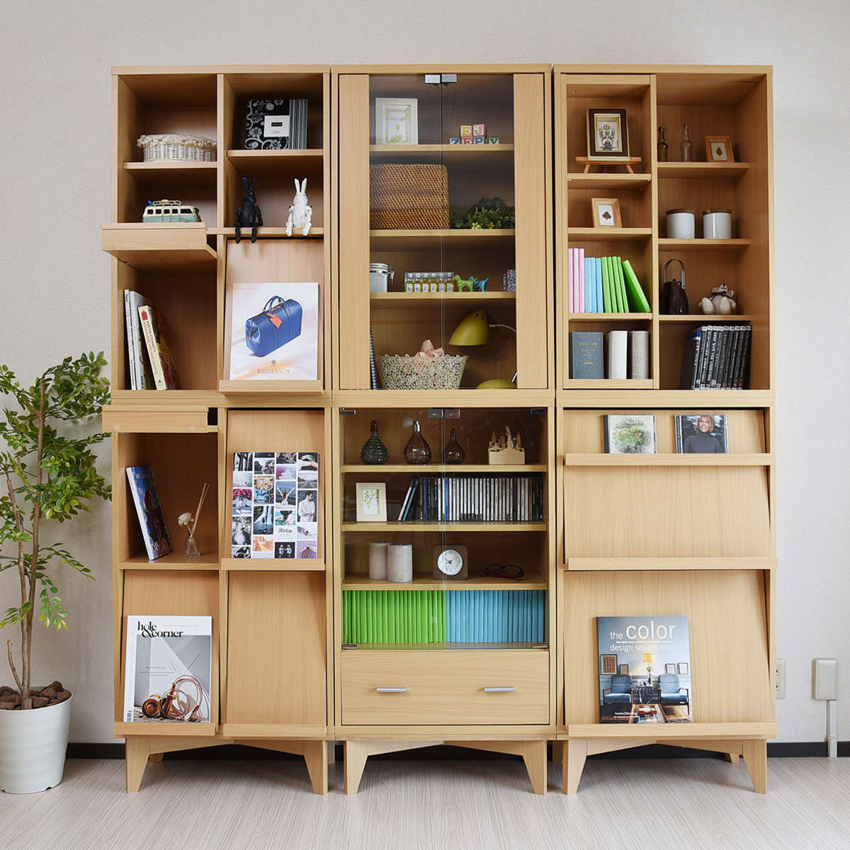 本棚 幅60cm 4段 スライド書棚 ボックスラックシリーズ （ 書棚