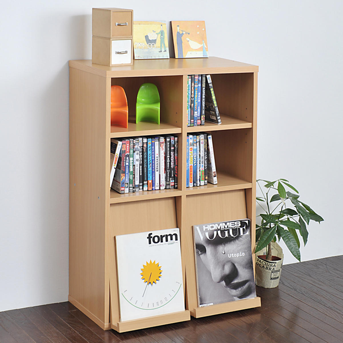 本棚 幅60cm オープンラック フラップ 2枚扉付 ボックスラックシリーズ