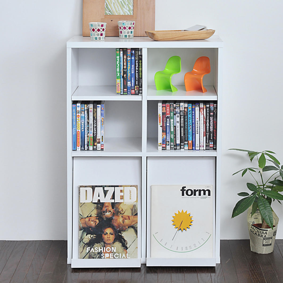 本棚 幅60cm オープンラック フラップ 2枚扉付 ボックスラックシリーズ