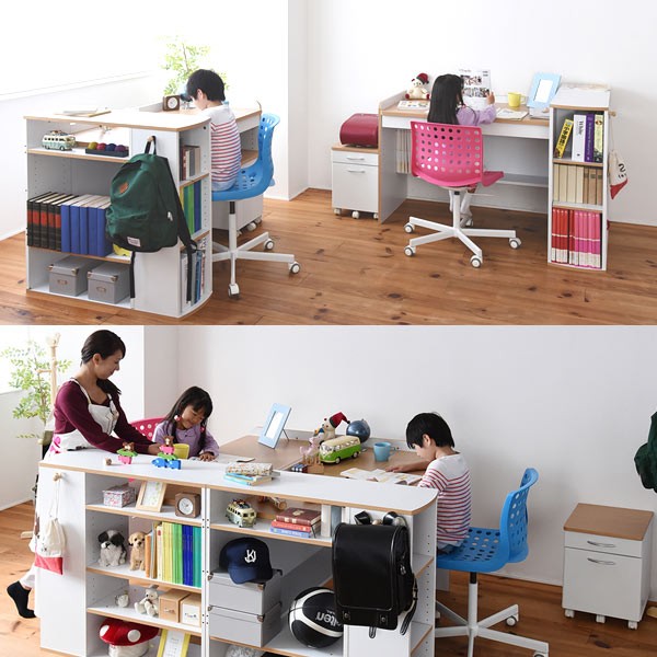 □在庫限り・入荷なし□ キッズ 学習机 ツインデスクセット 高さ調節
