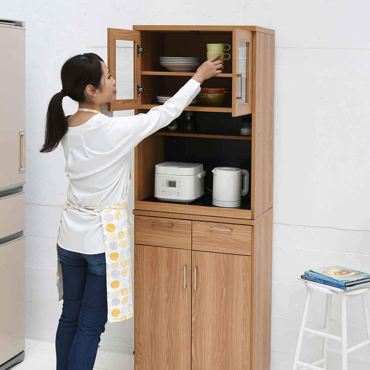 レンジ台 幅60.5cm キッチンラック 食器棚 北欧風 Keittio