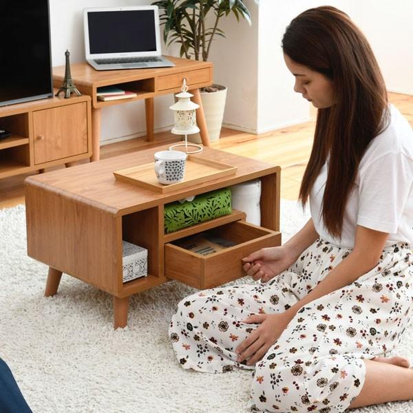 ローテーブル 幅60cm 引出し付 北欧風 Pico （ テーブル センター