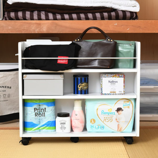 押入れ 収納ラック キャスター付 本棚 2台セット スリム 奥行78cm （ 押入れ収納 収納 ラック 棚 押し入れ ） | JK-PLAN | 19