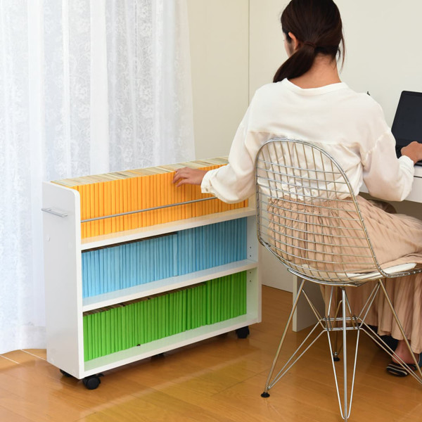 押入れ 収納ラック キャスター付 本棚 2台セット スリム 奥行78cm （ 押入れ収納 収納 ラック 棚 押し入れ ） | JK-PLAN | 21